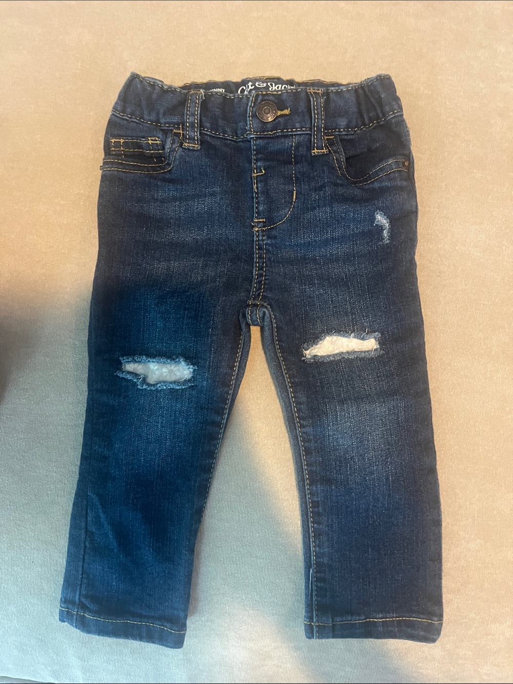 Cat & Jack Dark Blue Distressed Kids Jeans 18M LIKE NEW EUC